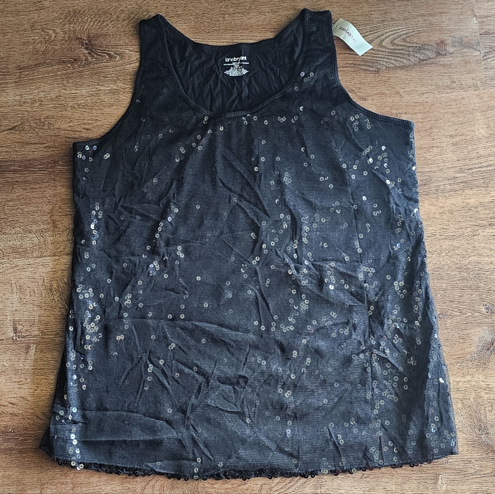 Lane Bryant Black Sequin Tank Top Size 18/20